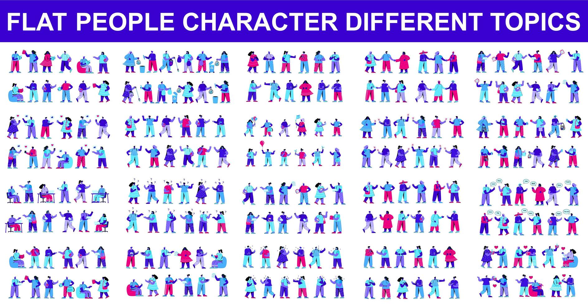 Bundle of flat characters doing different things vector