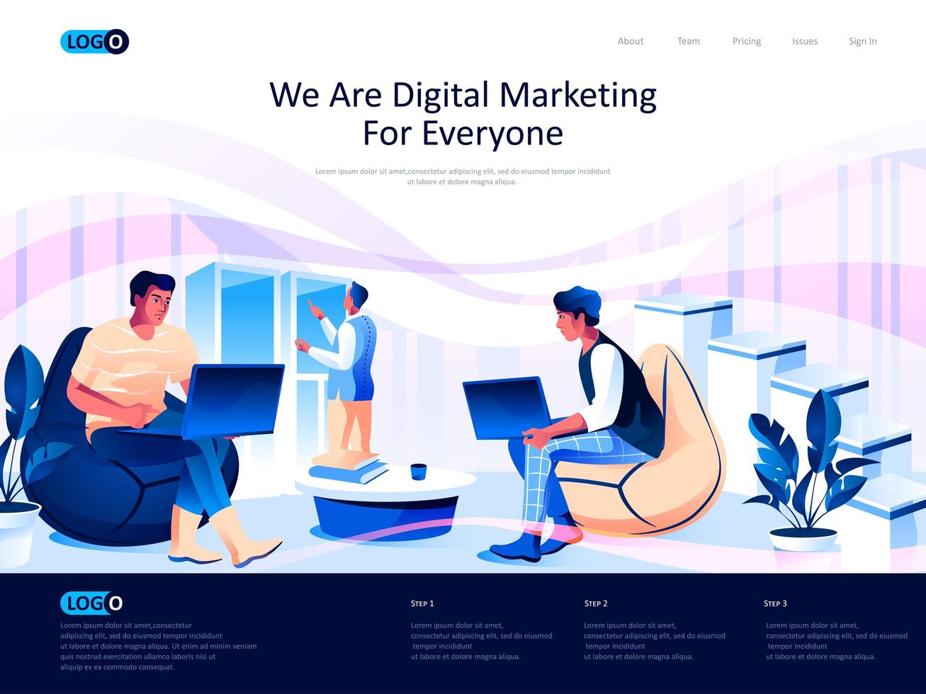 somos marketing digital para todos landing page vector