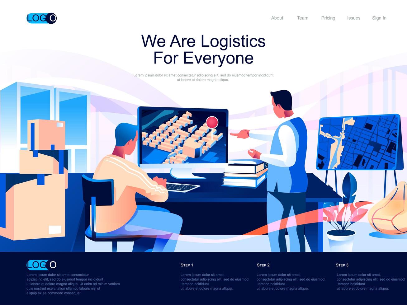 We are logistics for everyone landing page vector