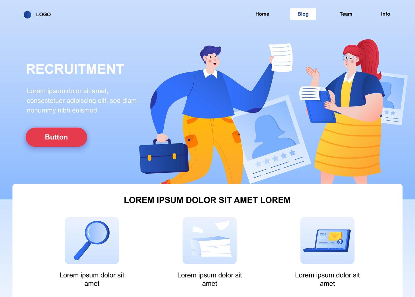 Recruitment flat landing page vector