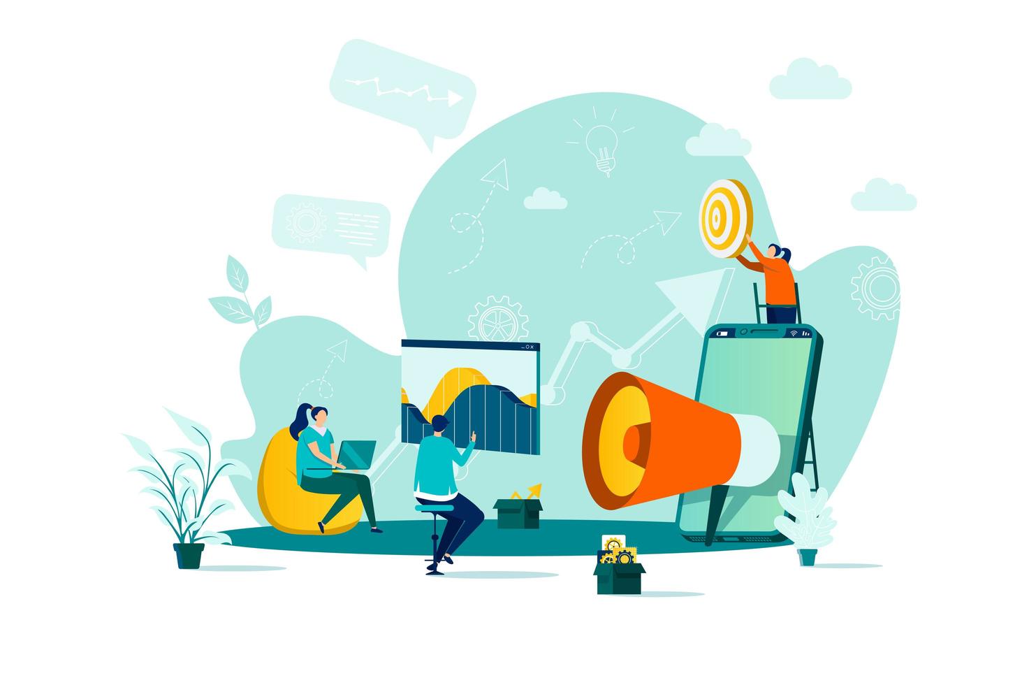 Digital marketing concept in flat style vector