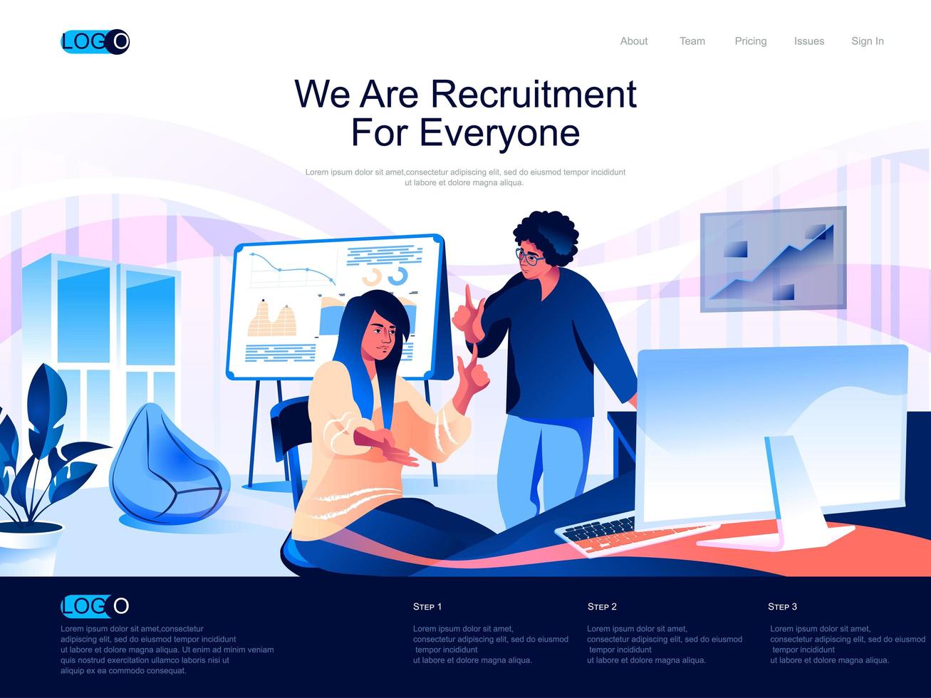 We are Recruitment for everyone landing page vector