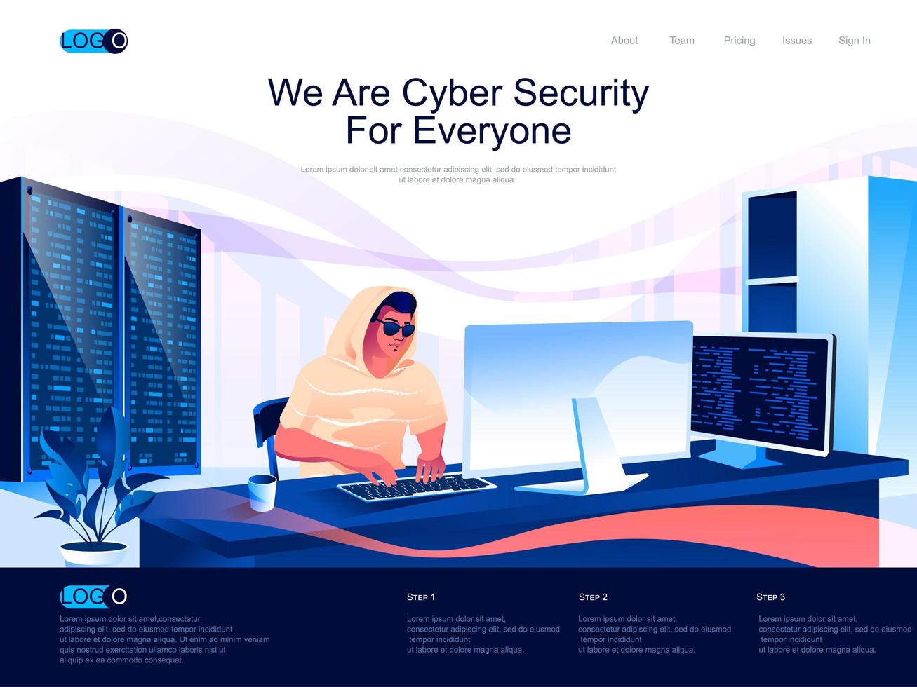 We are Cyber Security for everyone landing page vector