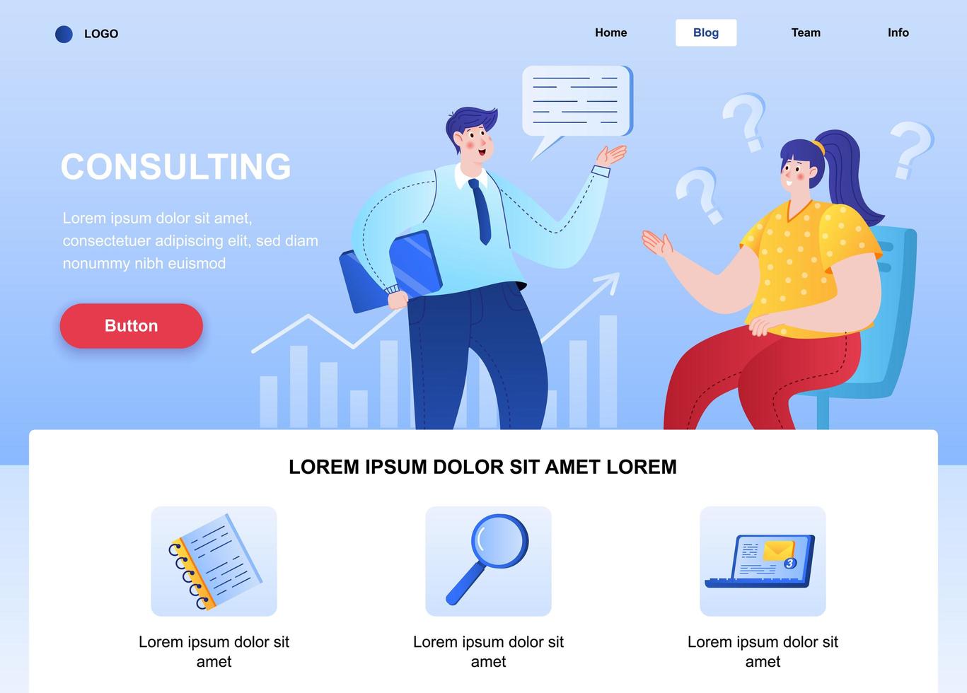 Consulting flat landing page vector