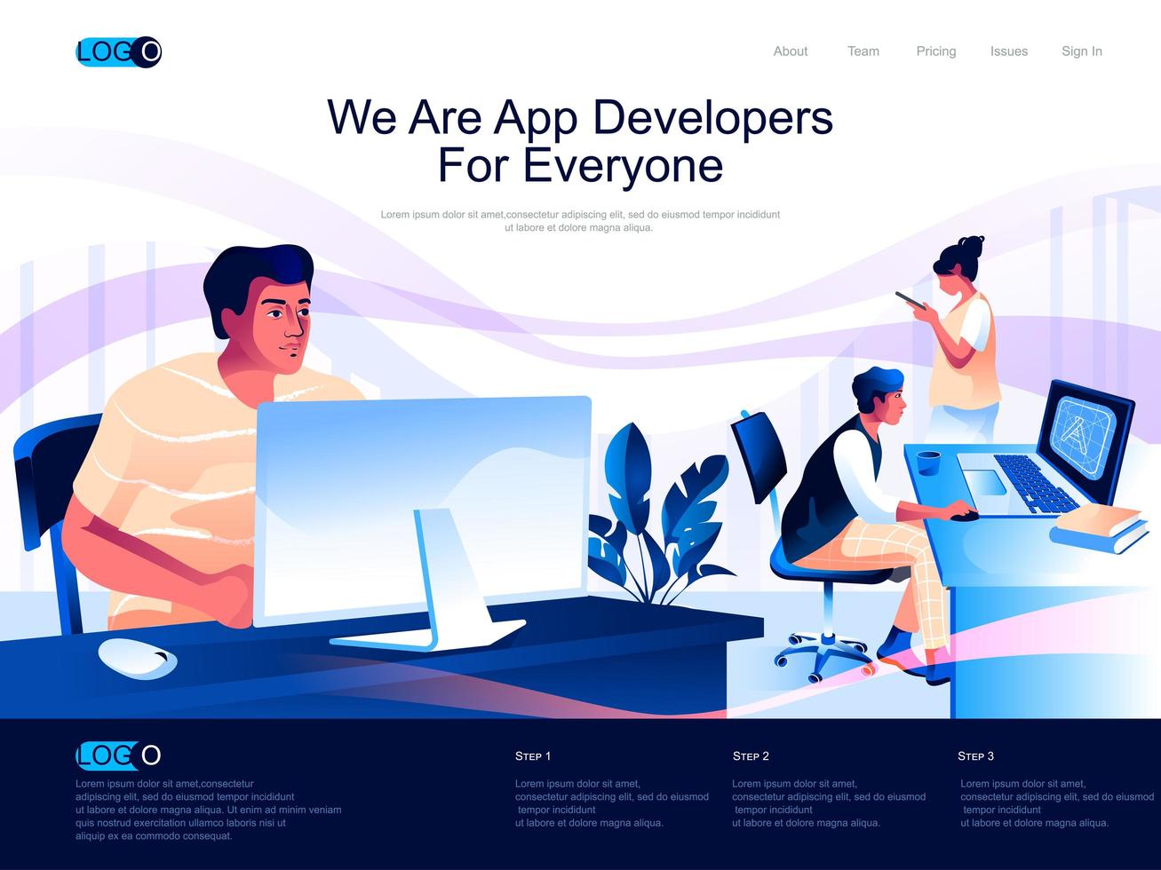 We are App Developers for everyone landing page vector