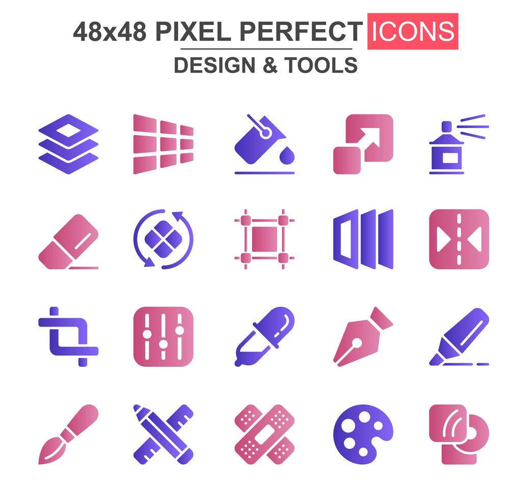 diseño y herramientas conjunto de iconos de glifo vector
