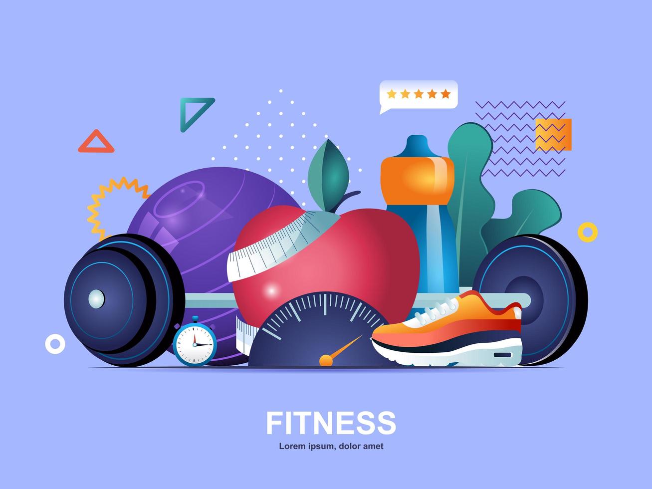 Fitness flat concept with gradients vector