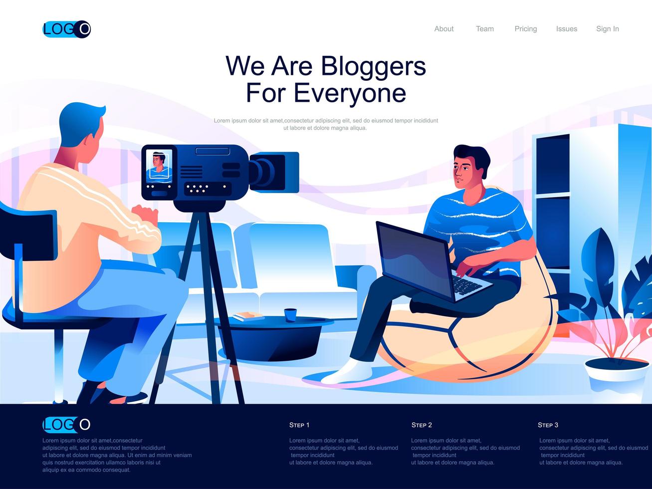 We are Bloggers for everyone landing page vector