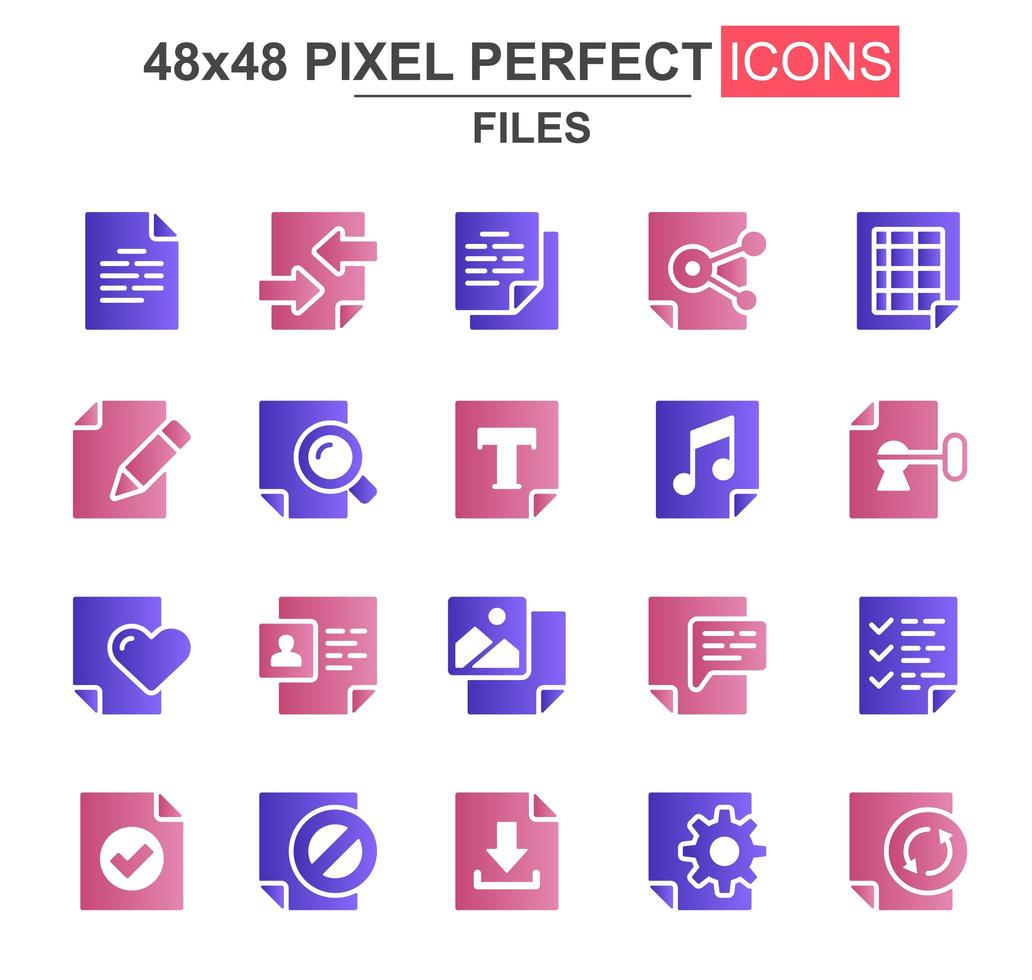 conjunto de iconos de glifo de archivos vector