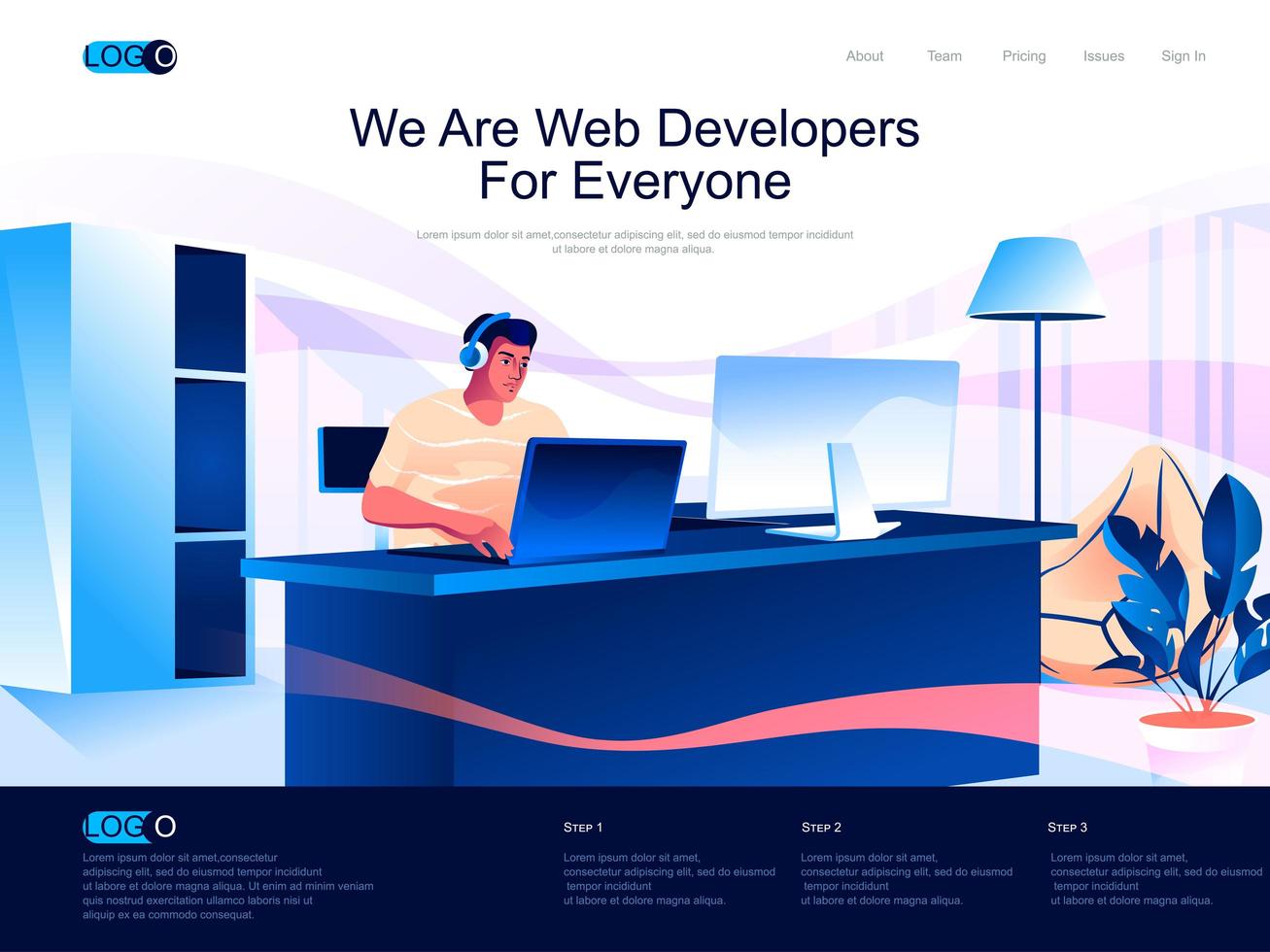 We are Web Developers for everyone landing page vector