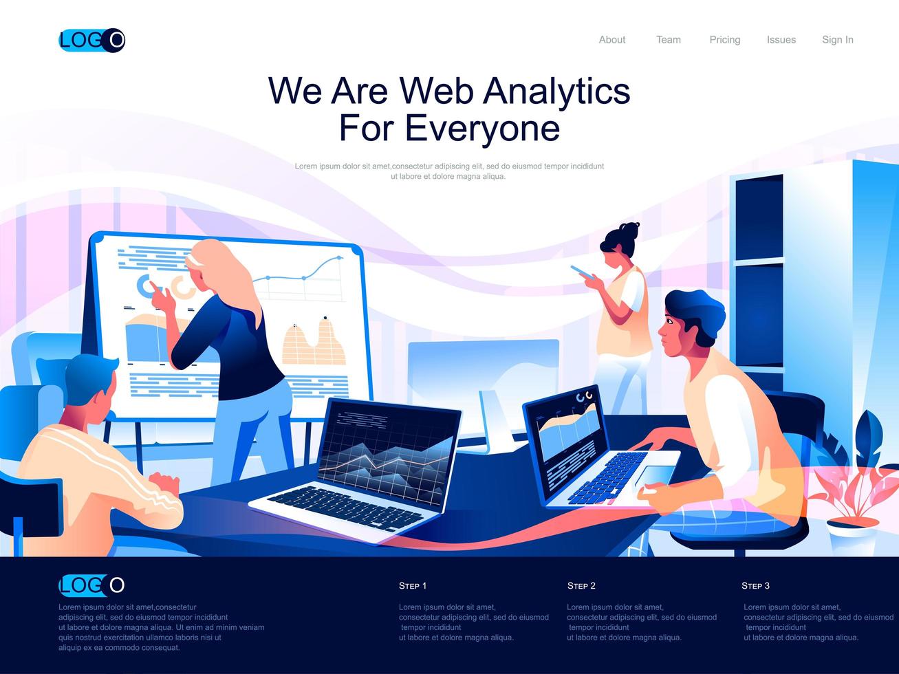 We are Web Analytics for everyone landing page vector