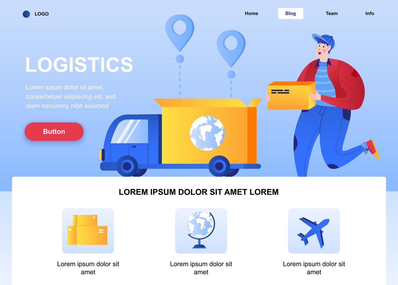 Logistics flat landing page vector