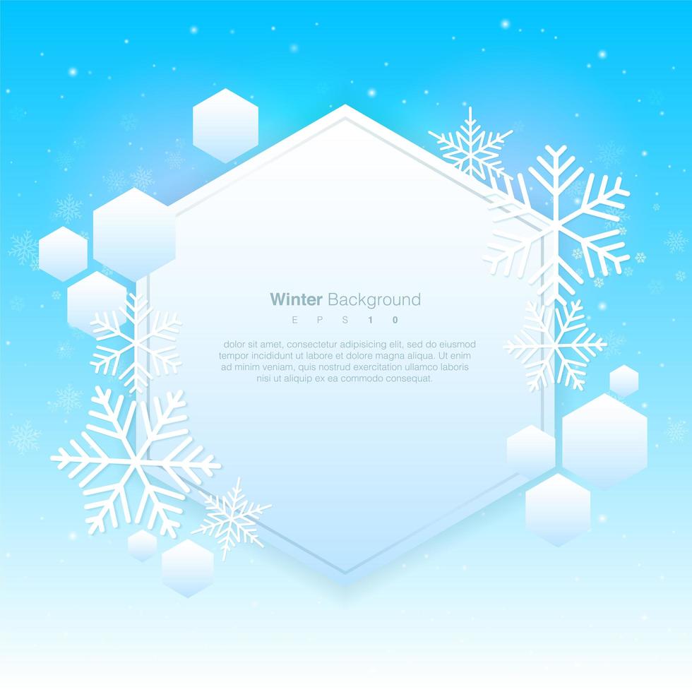 Geometric Frame with Snowflakes and Copy Space vector