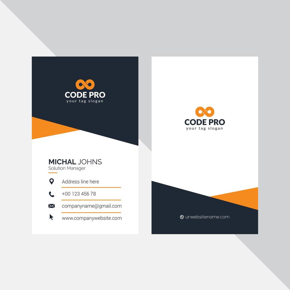 Creative blue and orange angle business card design vector
