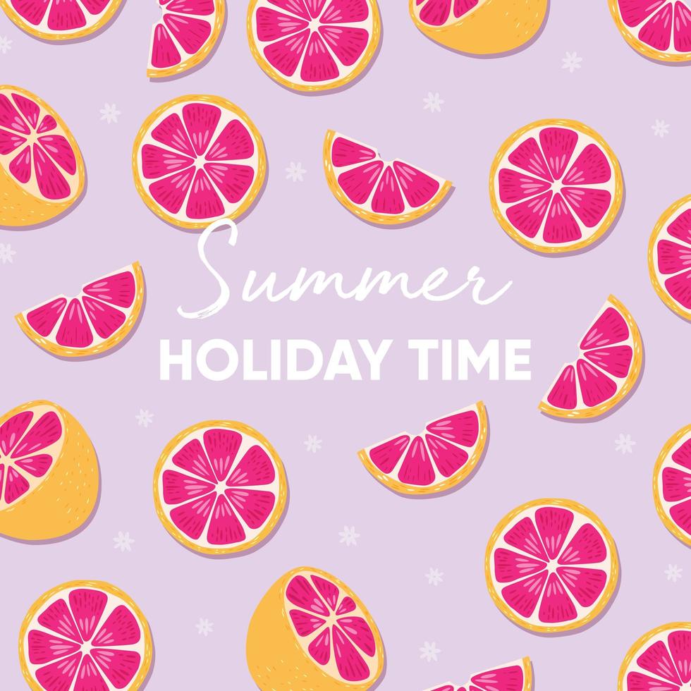 Summer holiday time typography and fresh grapefruit vector