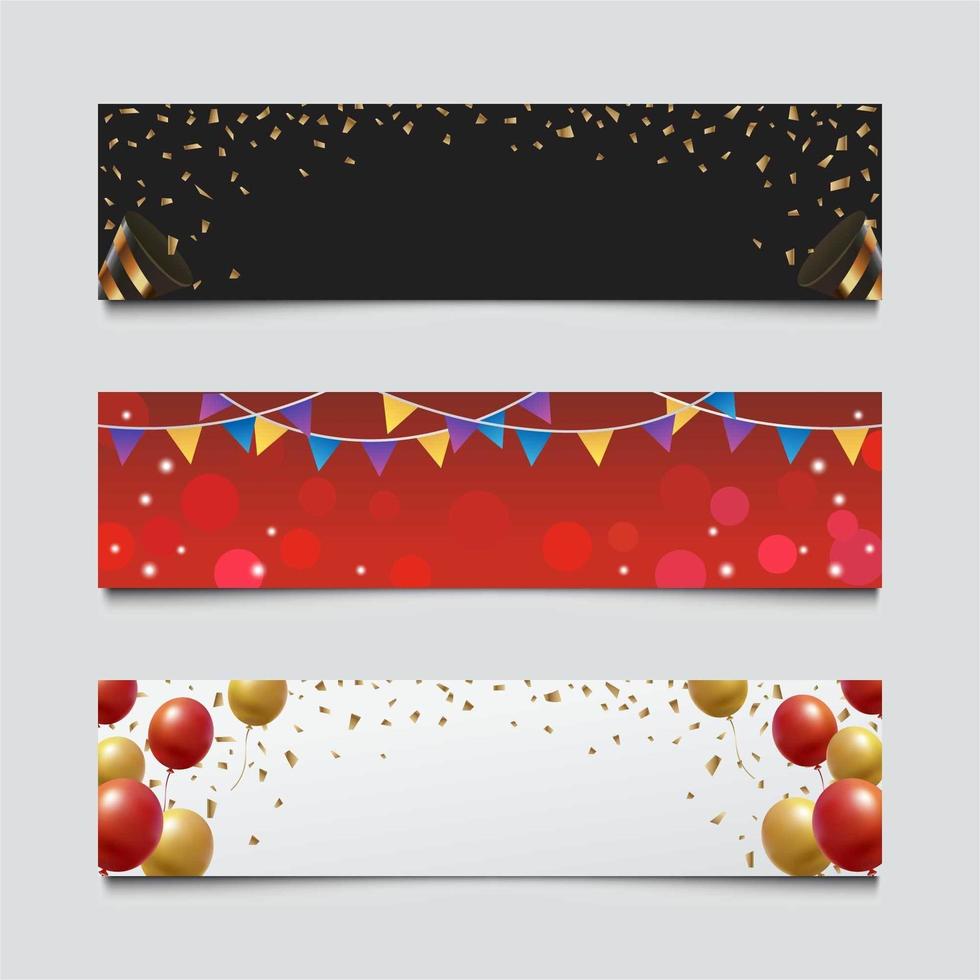 conjunto de banners de fiesta de año nuevo vector