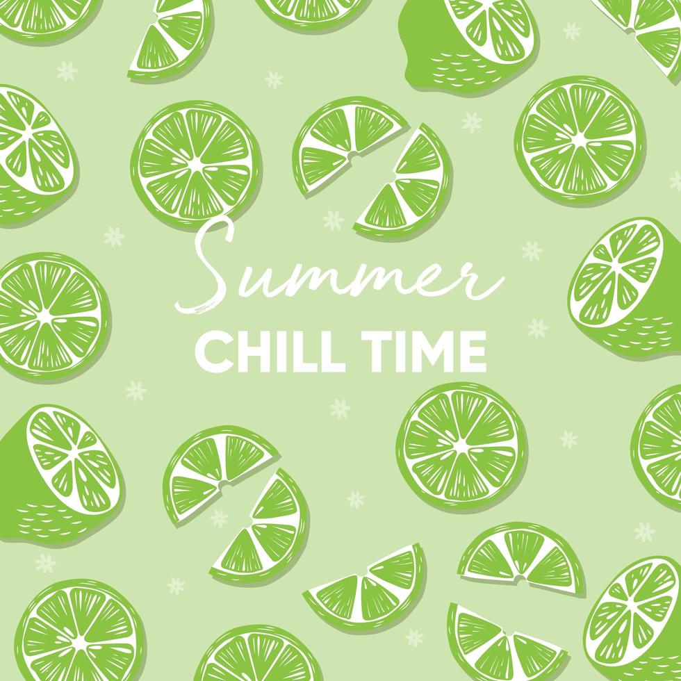 Summer chill time typography slogan and fresh lime vector