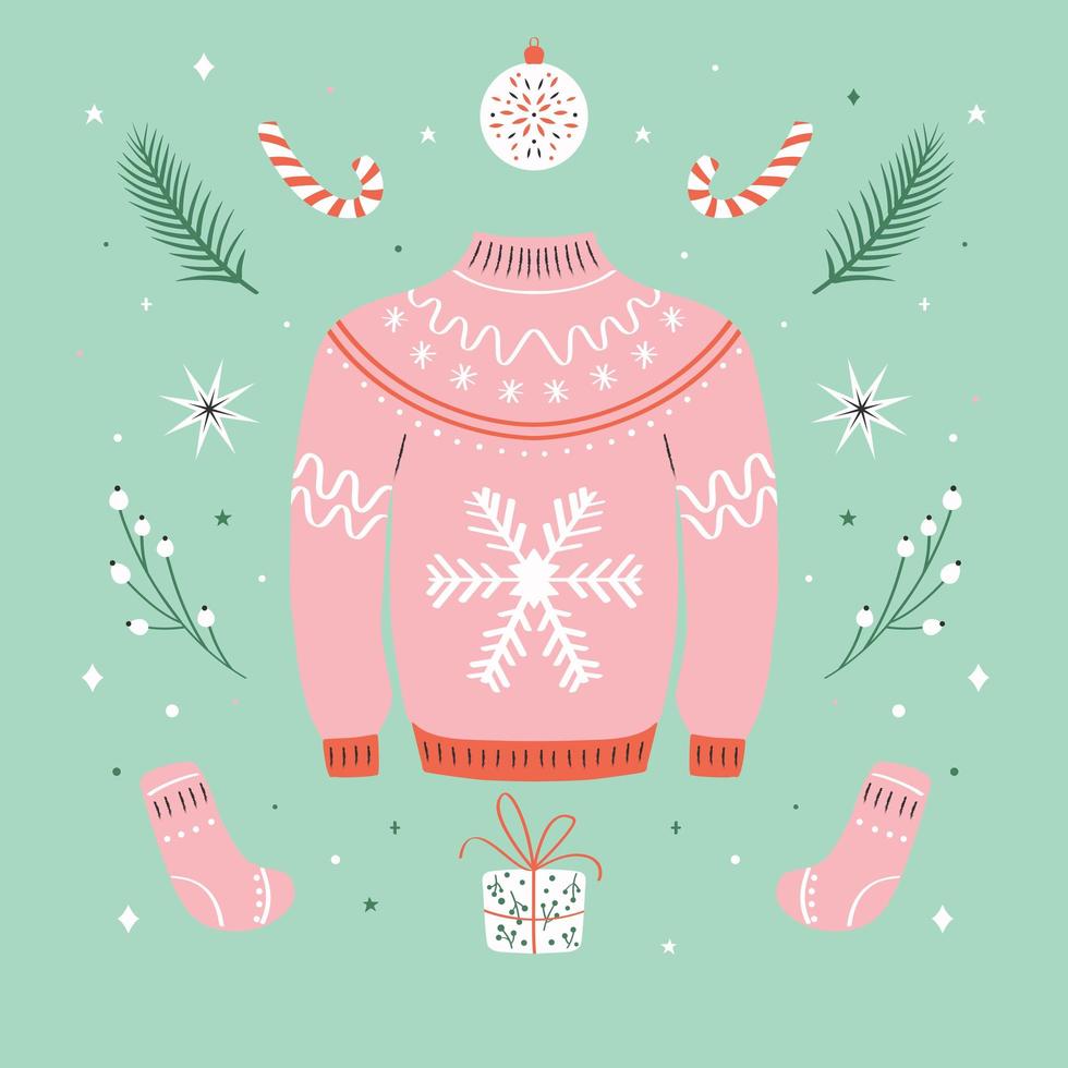 Christmas ugly sweater pattern. vector