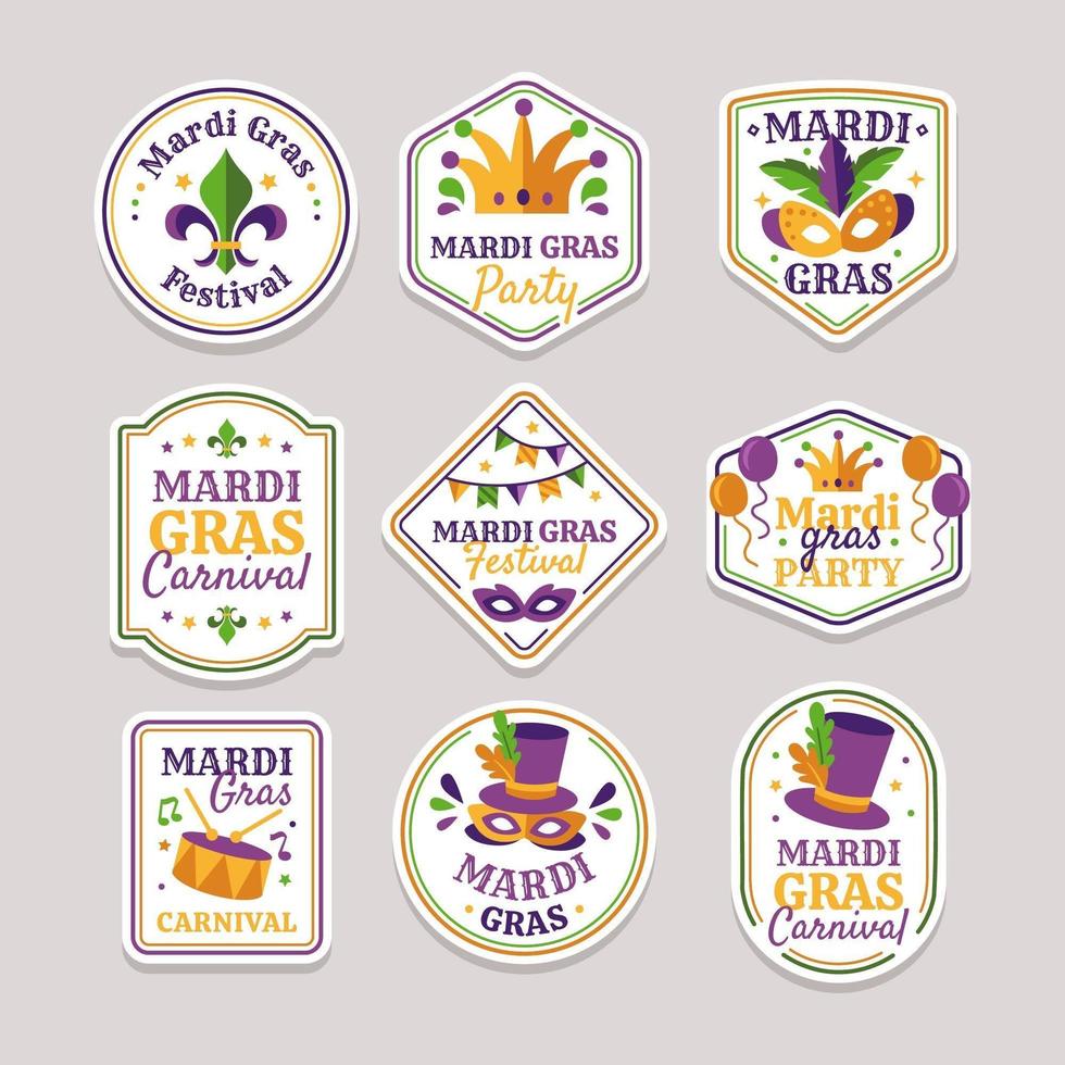 Mardi Gras Theme Stickers vector