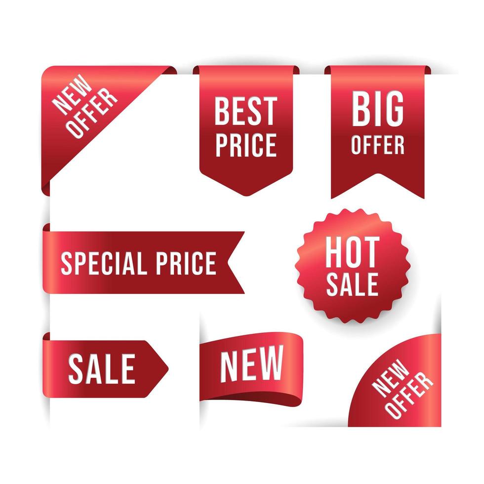 Collection of Red Promotion Labels vector