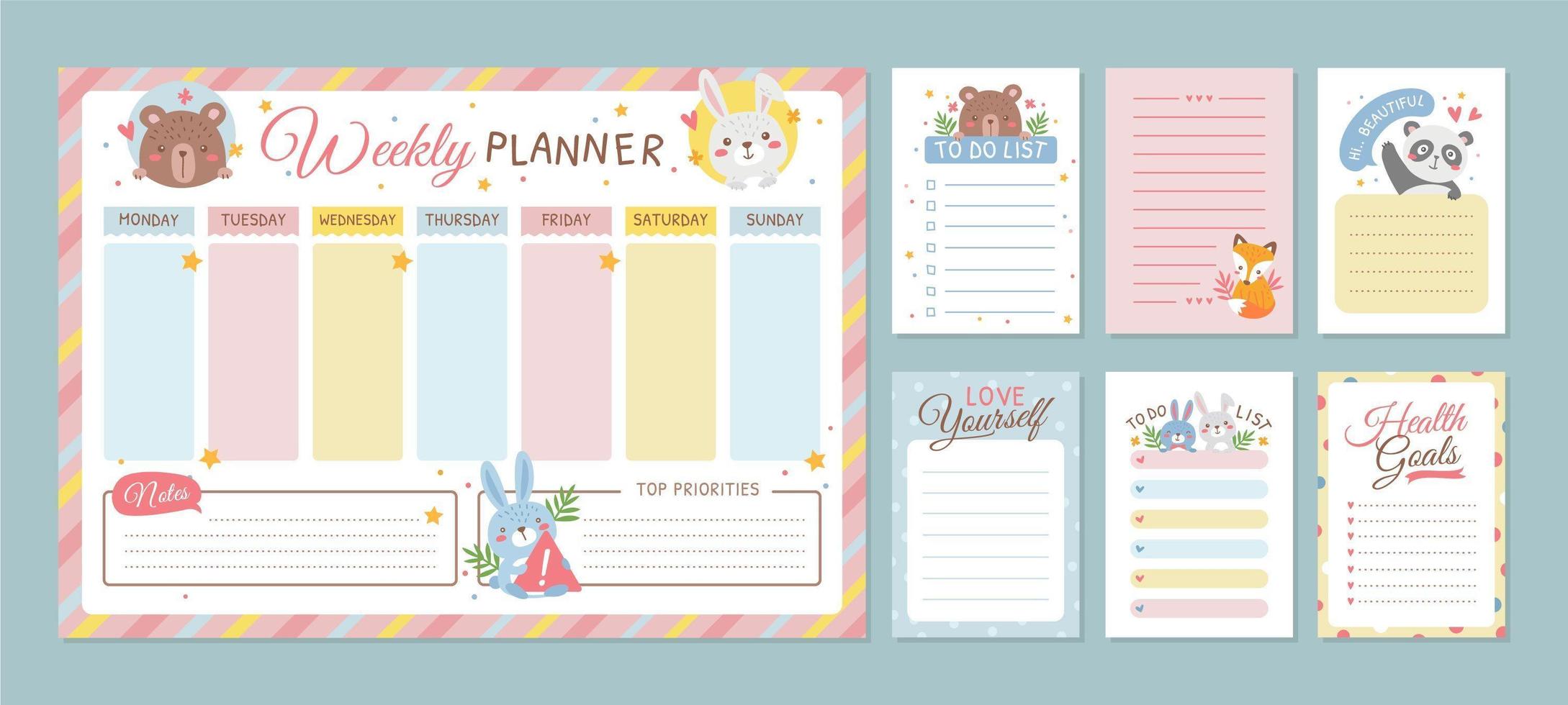 Cute Journal Template with Animal Theme vector