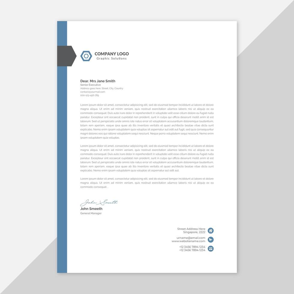 Modern company letterhead with blue details vector