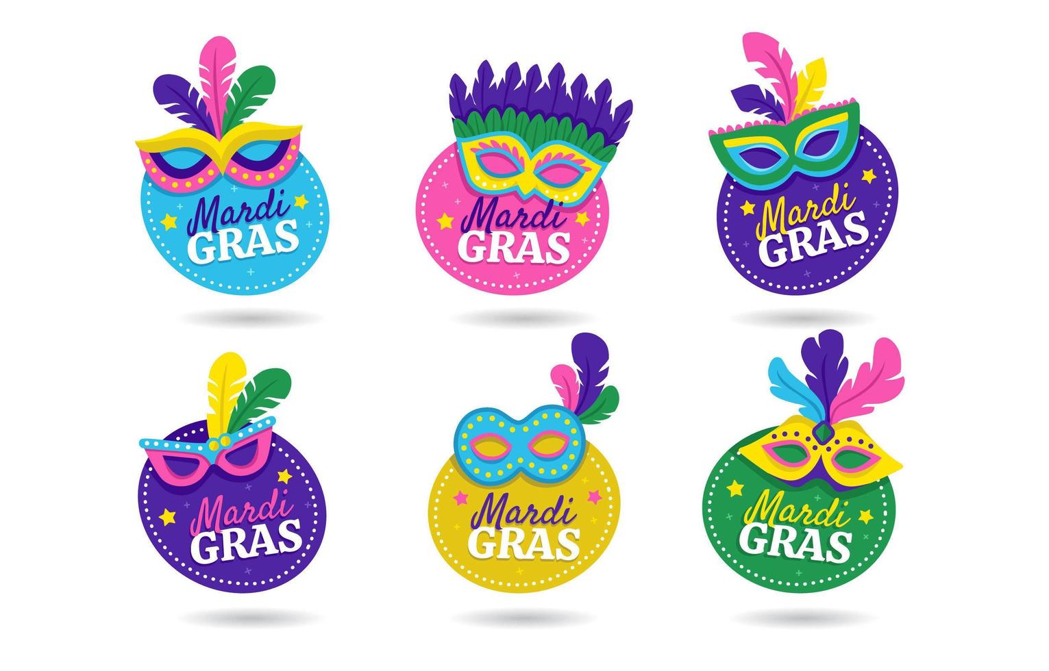 Mardi Gras Mask Label Sticker vector