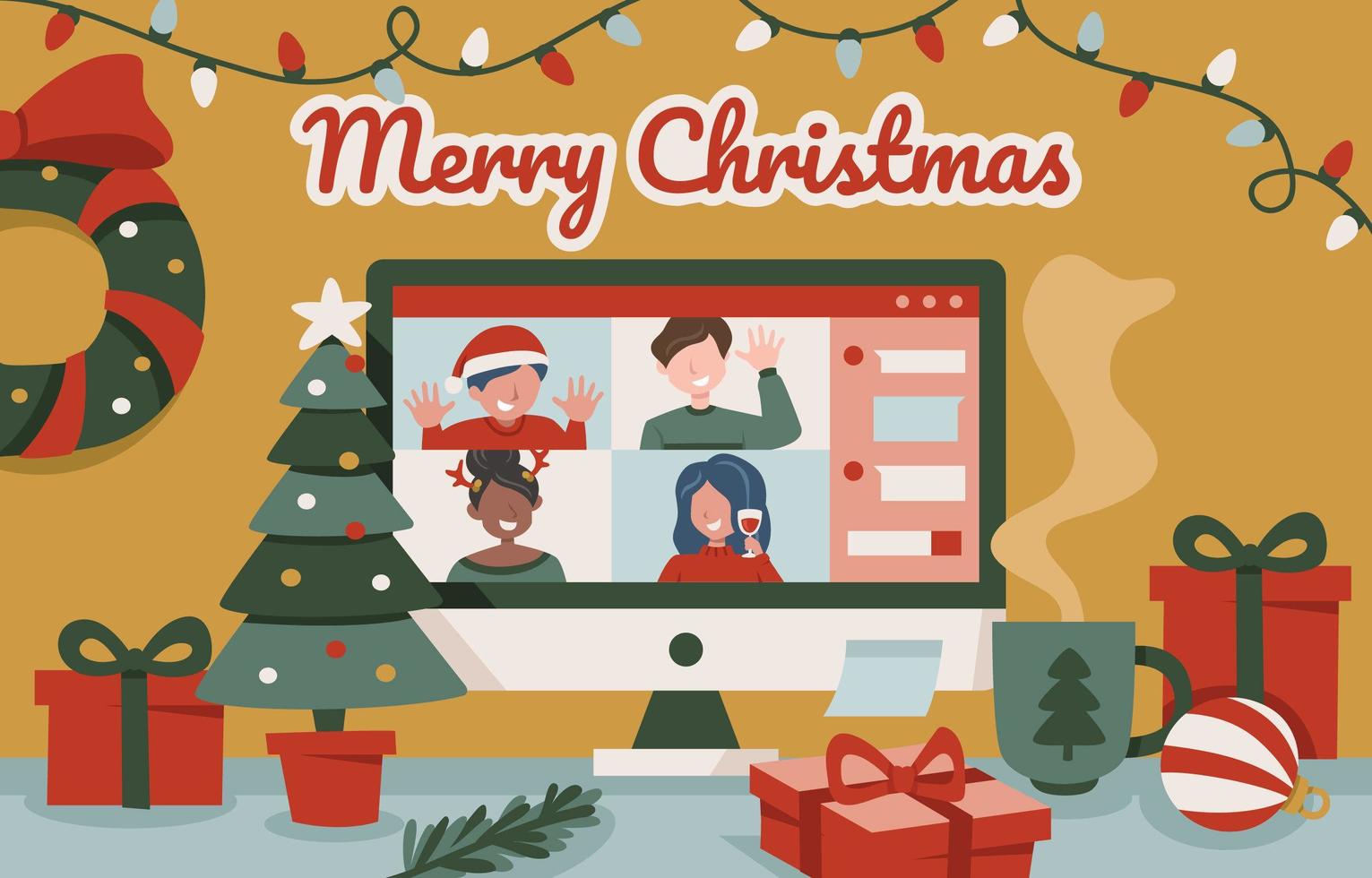 Online Christmas Party vector