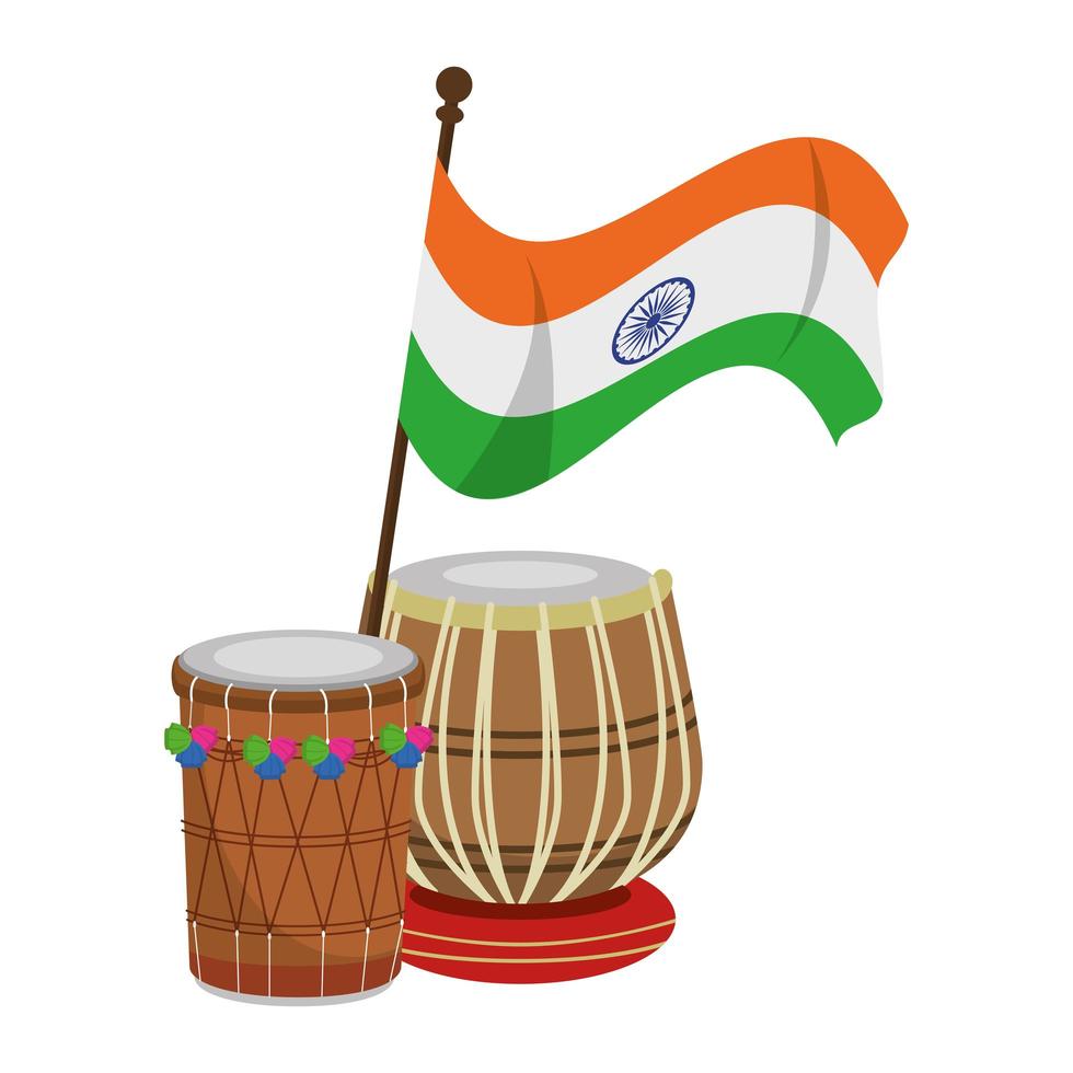 dibujos animados de emblemas del día de la independencia de la india vector