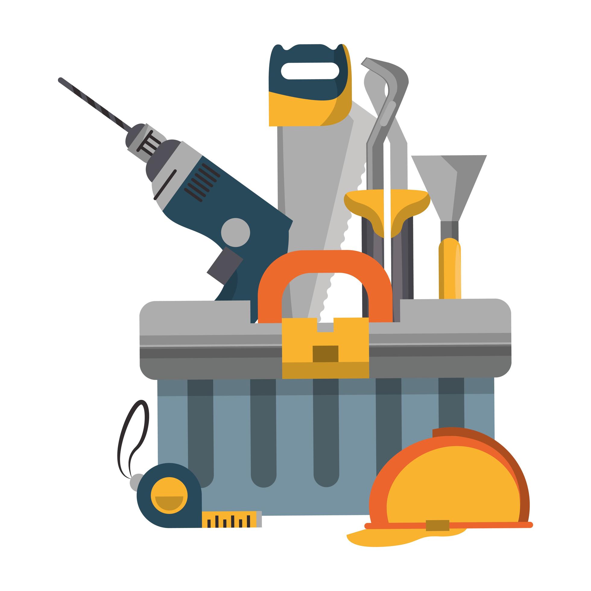 Tools set and hardware cartoon icon 1545955 Vector Art at Vecteezy