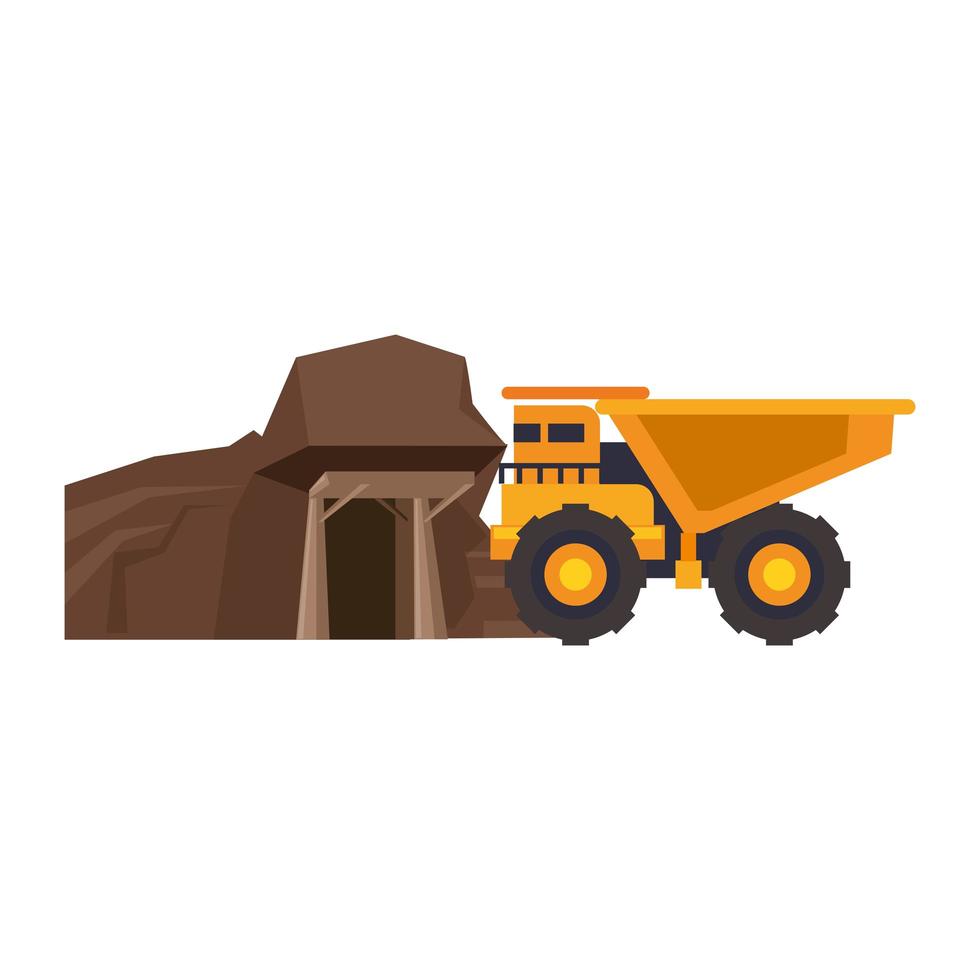 Mining vehicle machinery isolated sideview vector