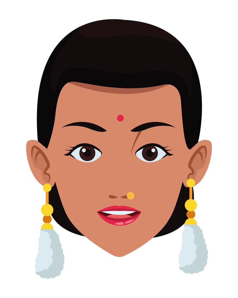 avatar de rostro de mujer india vector