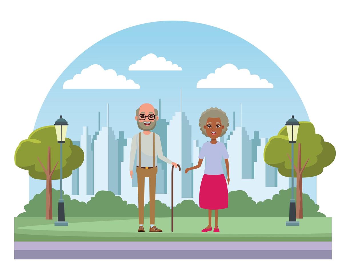 Elderly people avatar cartoon characters vector