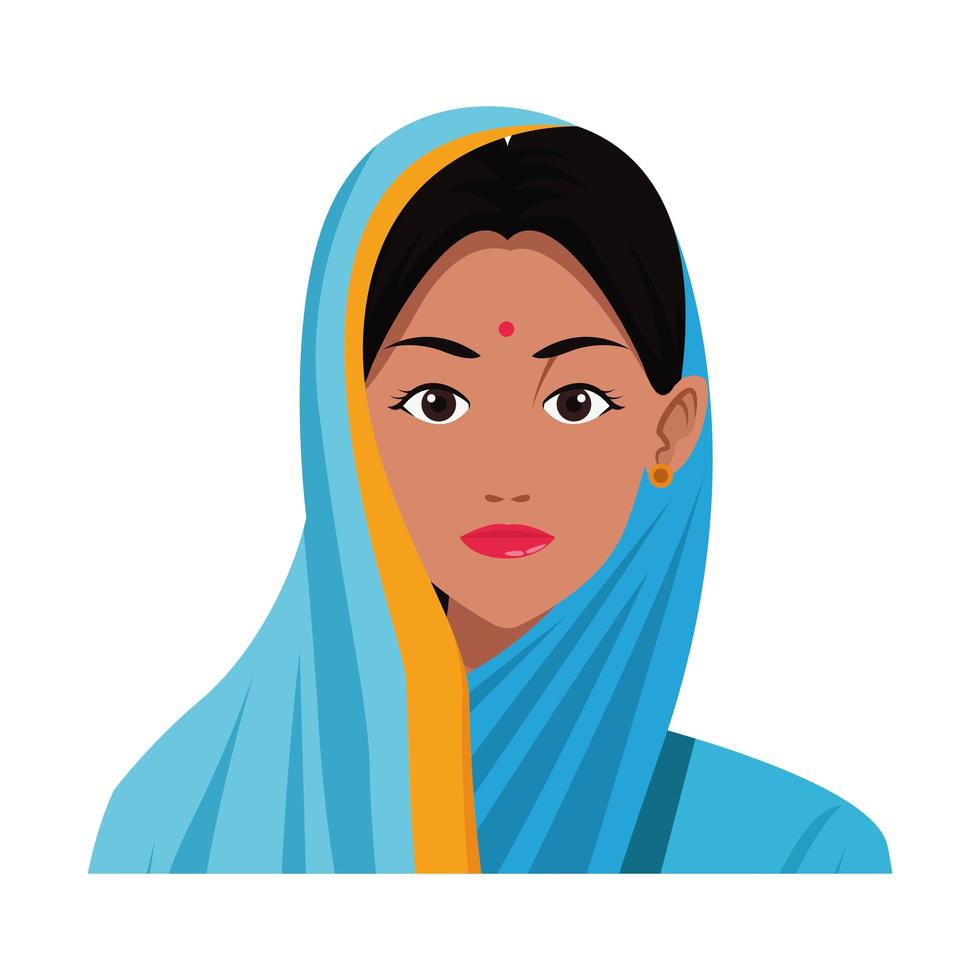 avatar de rostro de mujer india vector