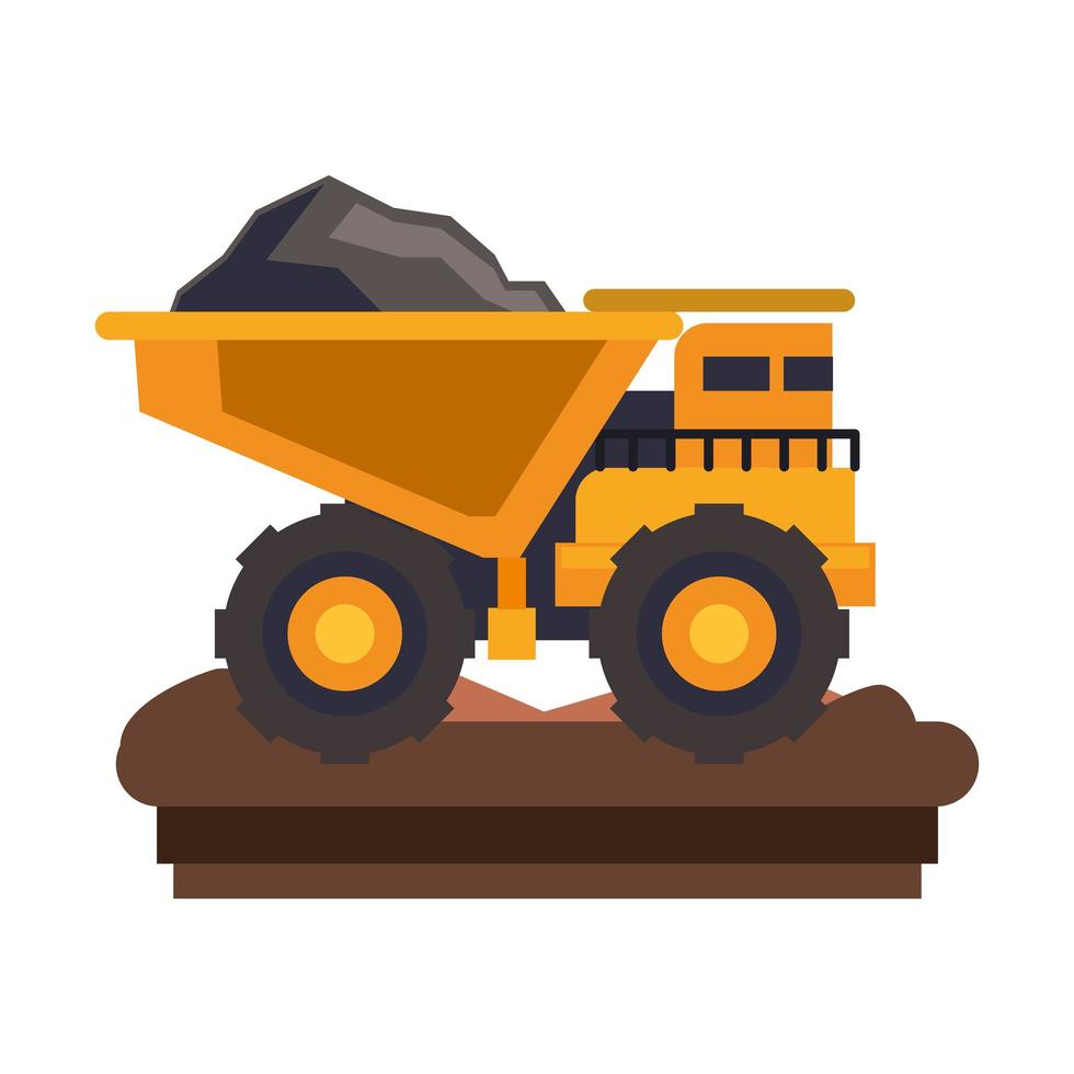 Mining vehicle machinery isolated sideview vector