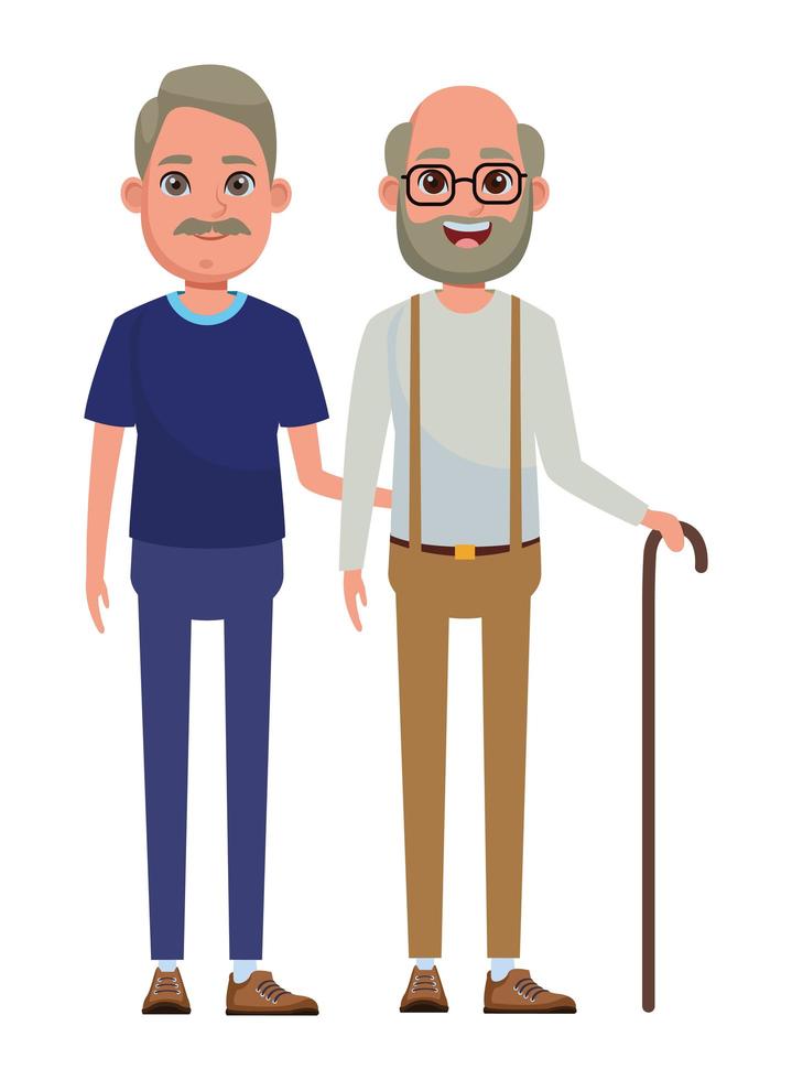 Elderly people avatar cartoon characters vector