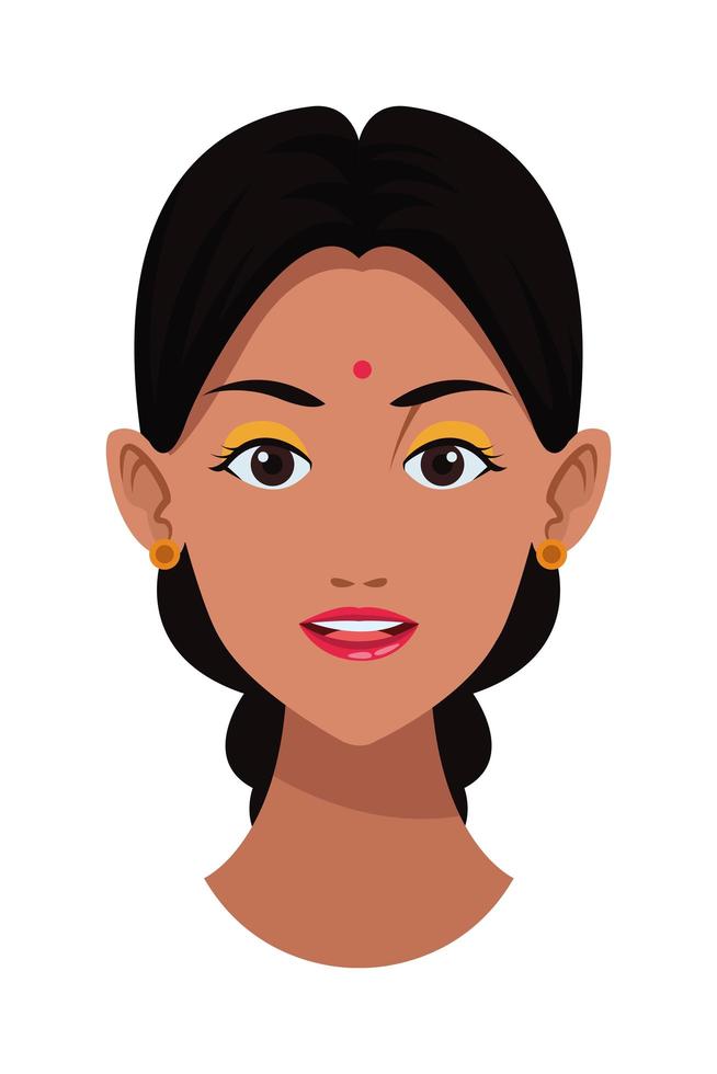 avatar de rostro de mujer india vector