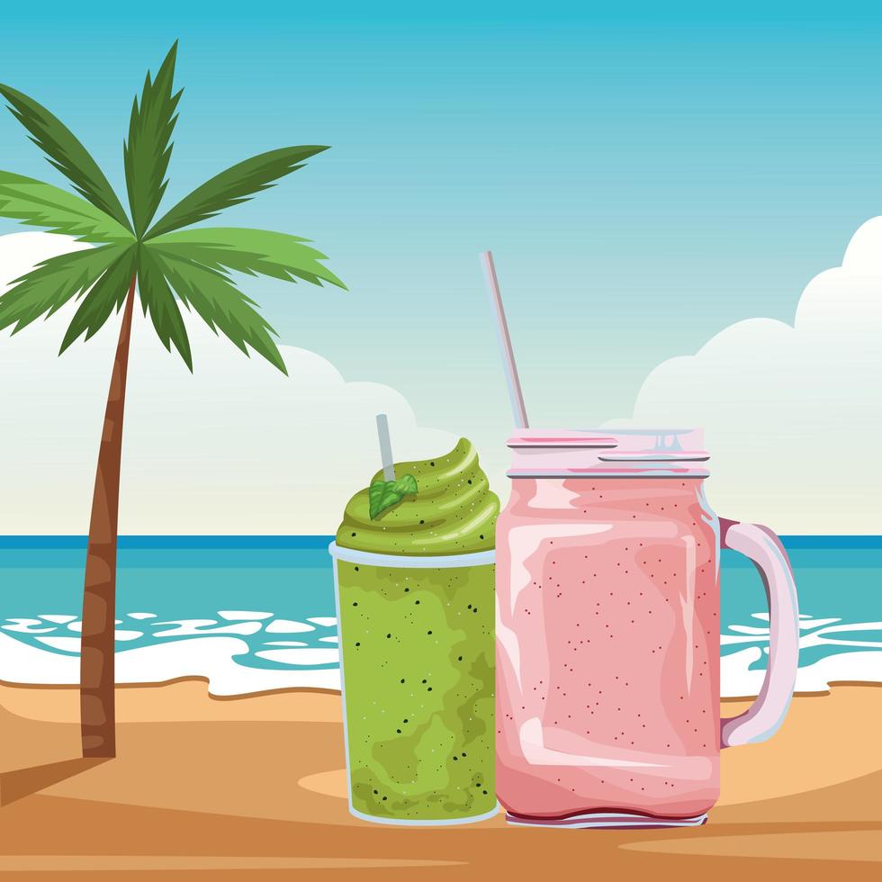 Tropical fruit smoothie drink vector