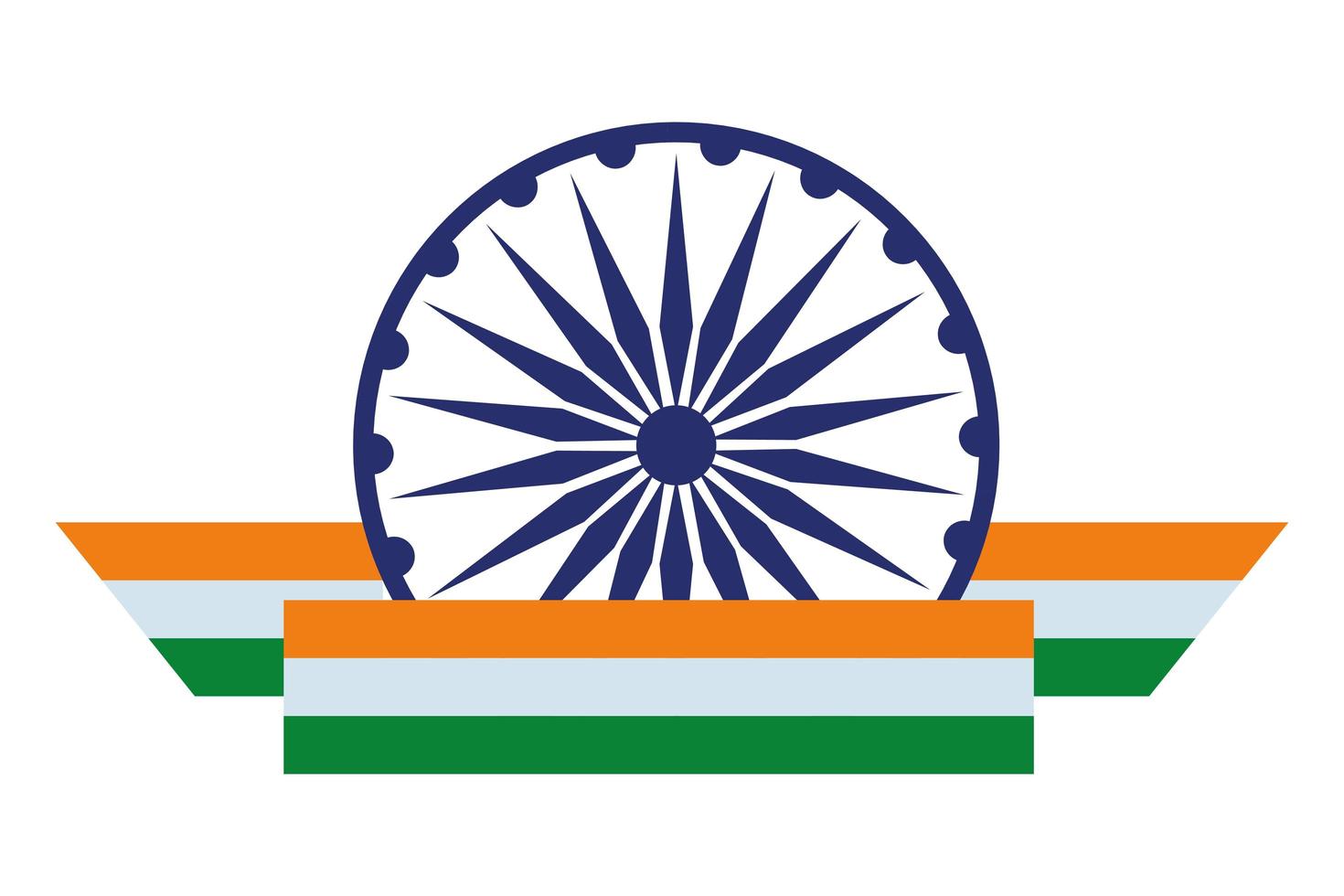 Ashoka chakra symbol icon cartoon vector