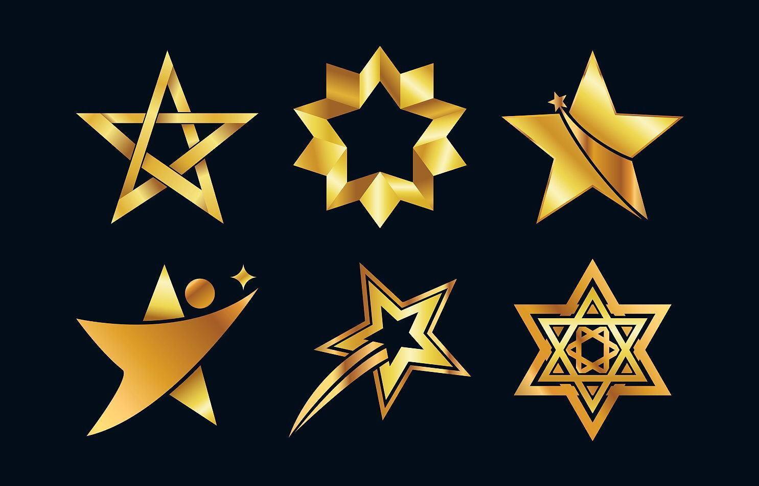 Golden Star Logo Collection vector