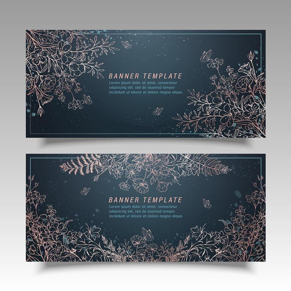 Hand Drawn Flower Banner Templates vector