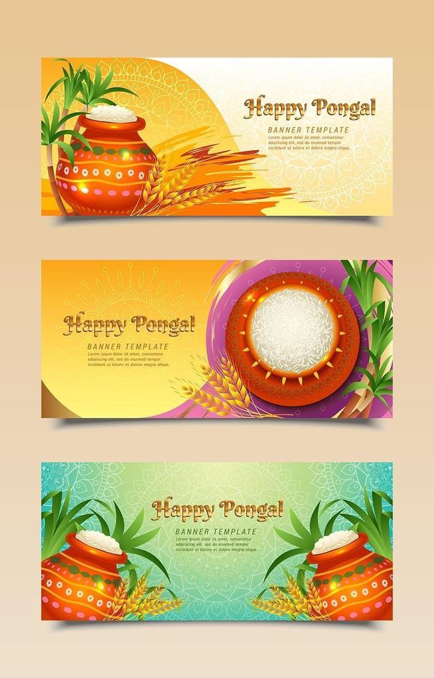 Happy Pongal Greetings Banner Templates vector