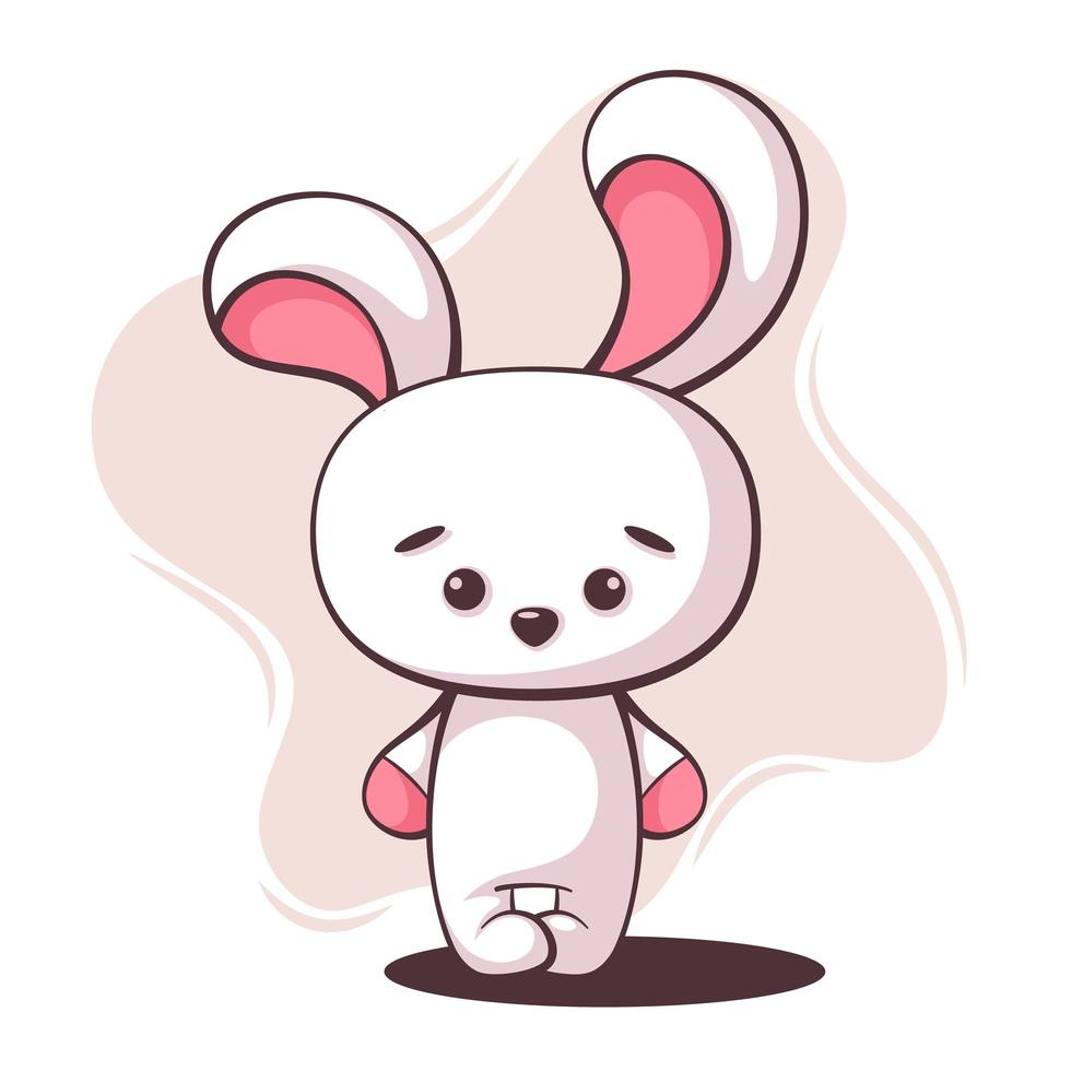 Cute white rabbit cartoon vector