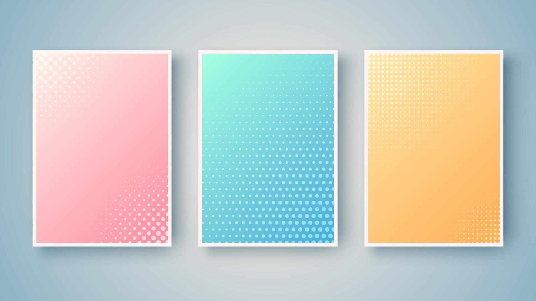 Abstract colorful halftone template set vector