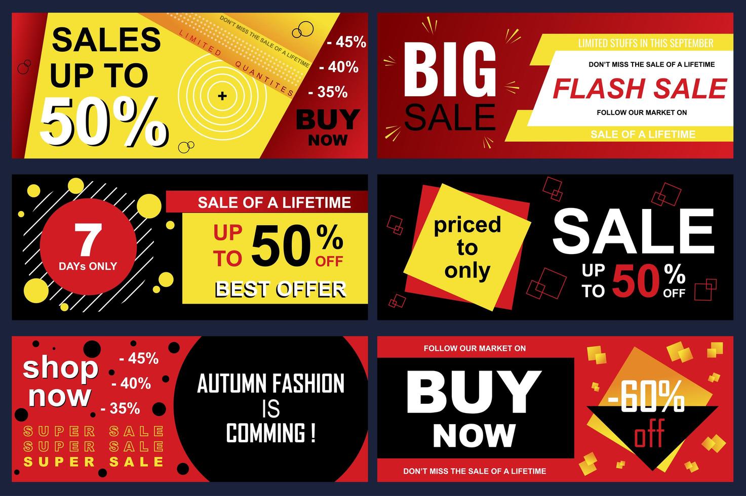 Set of sale banners for online shopping vector