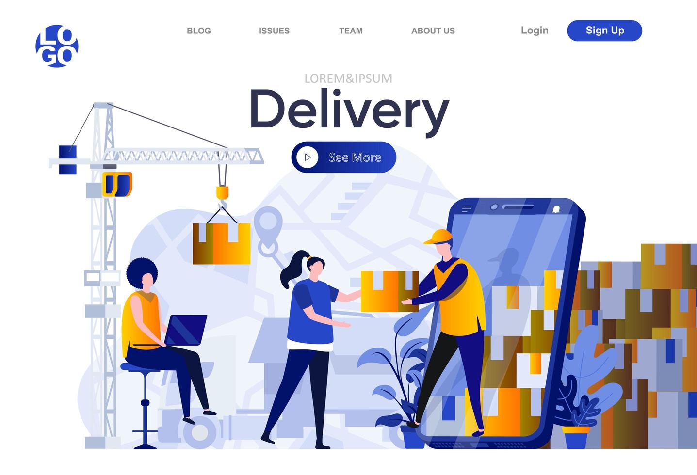 Delivery flat landing page vector