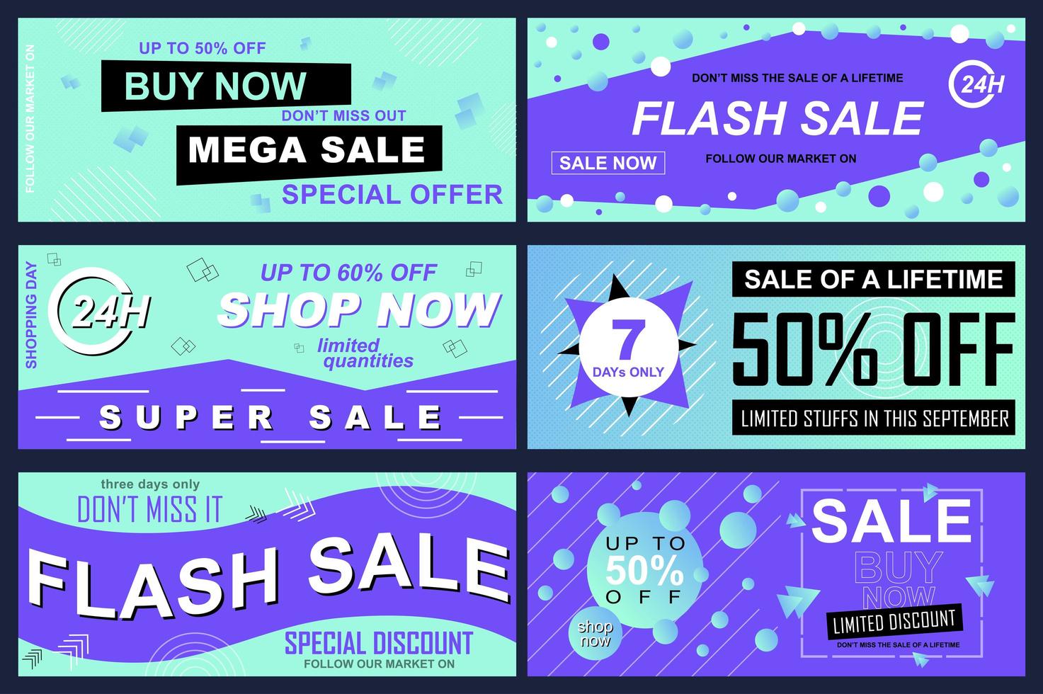 Set of sale banners for online shopping vector