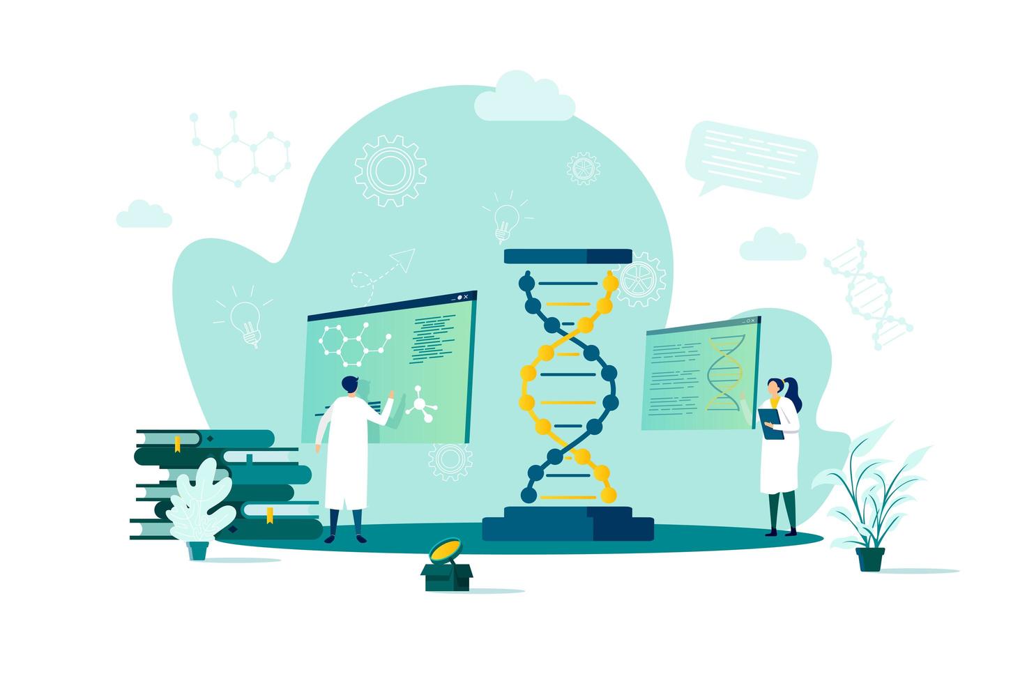 concepto de biotecnología en estilo plano vector