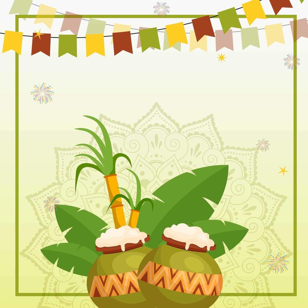 fondo pongal verde y amarillo vector