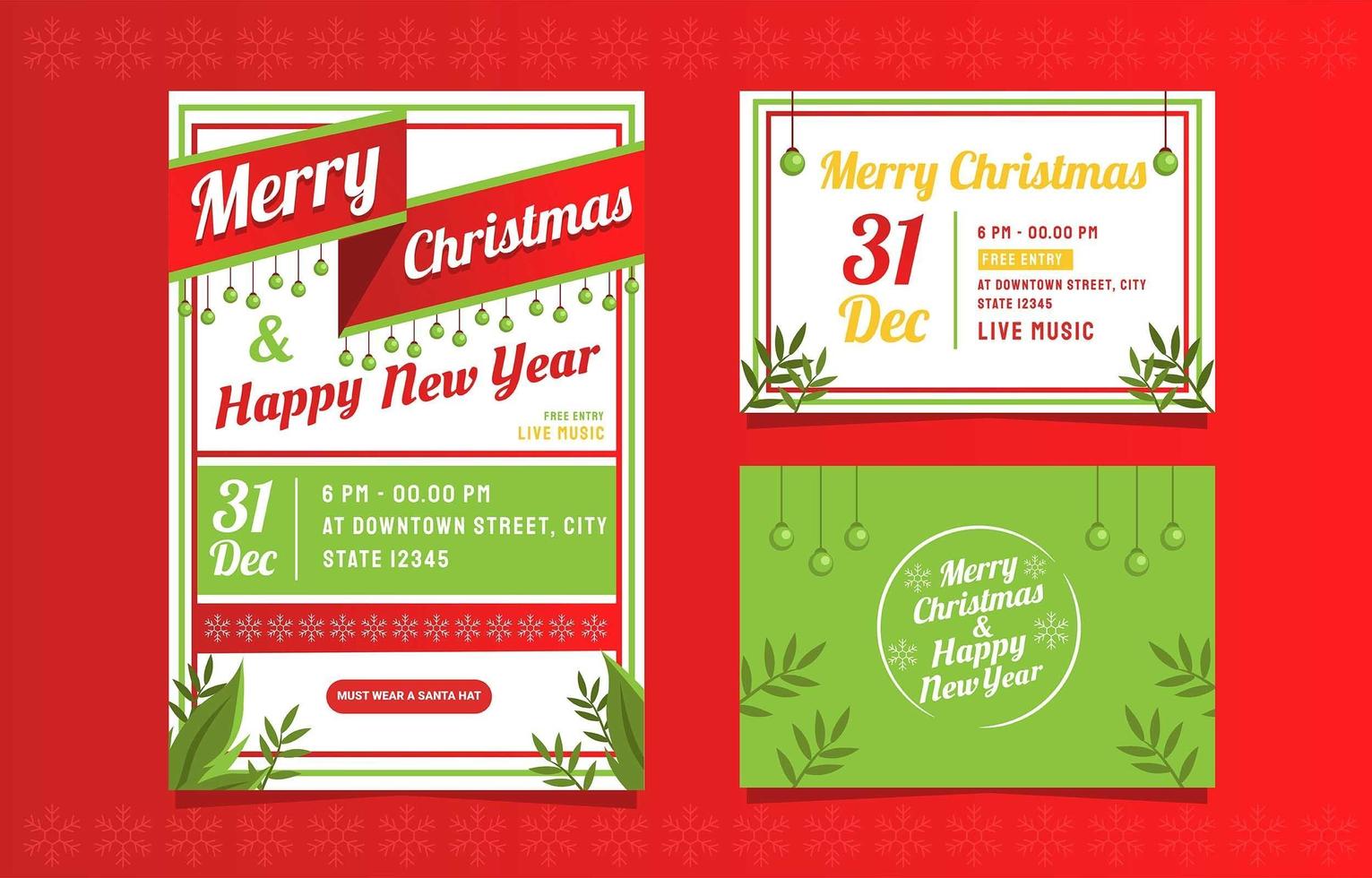 Merry Christmas and Happy New Year Card vector